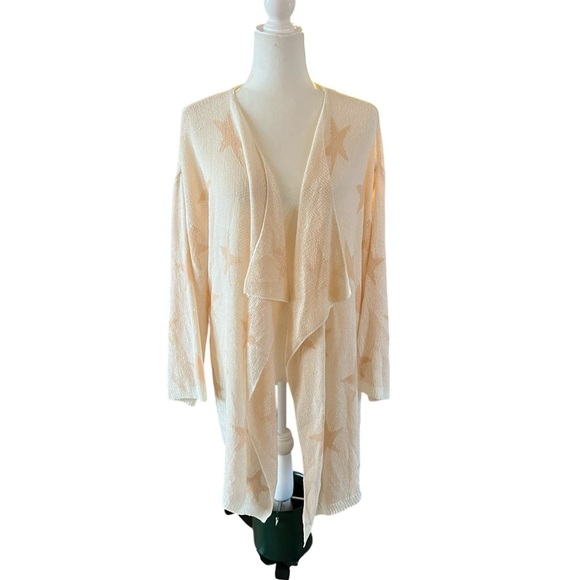 POL Sweaters - POL Star Open Knit Cardigan Cream Size Medium